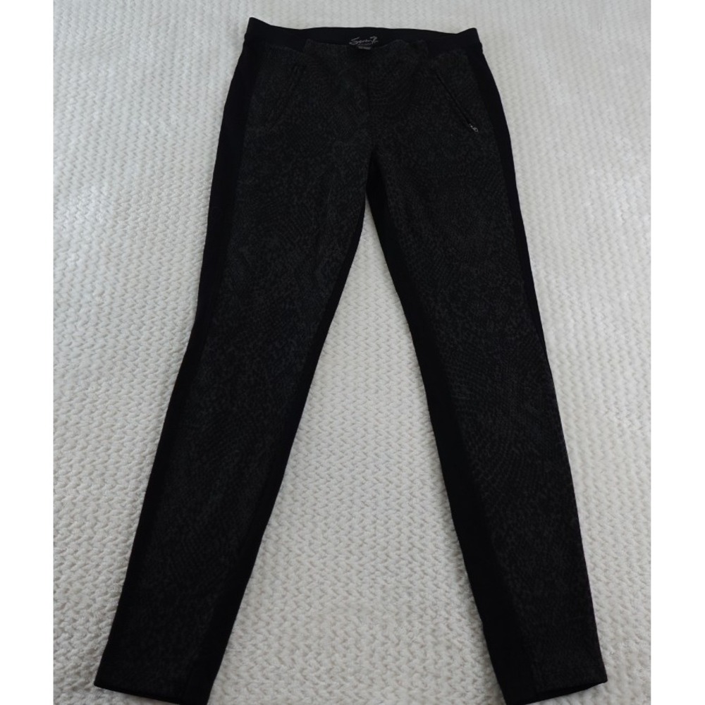 Seven7 Size 29 Black Knit Snakeskin Print Pull On‎ Stretch Leggings Pants animal